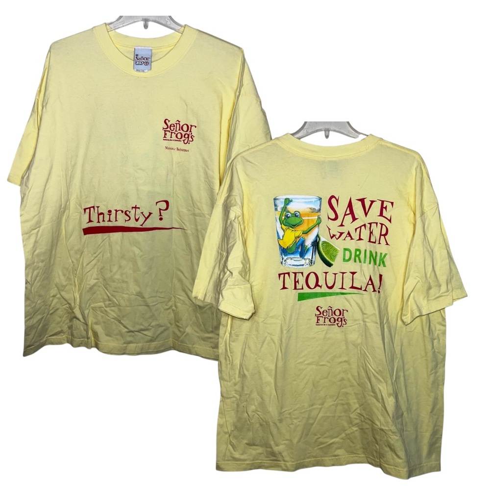 Senor Frogs Vintage Tee Nassau Bahamas Yellow Size XXL